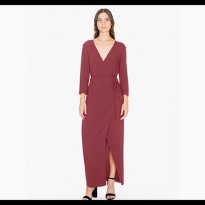 American Apparel maroon wrap maxi dress Sz XSmall